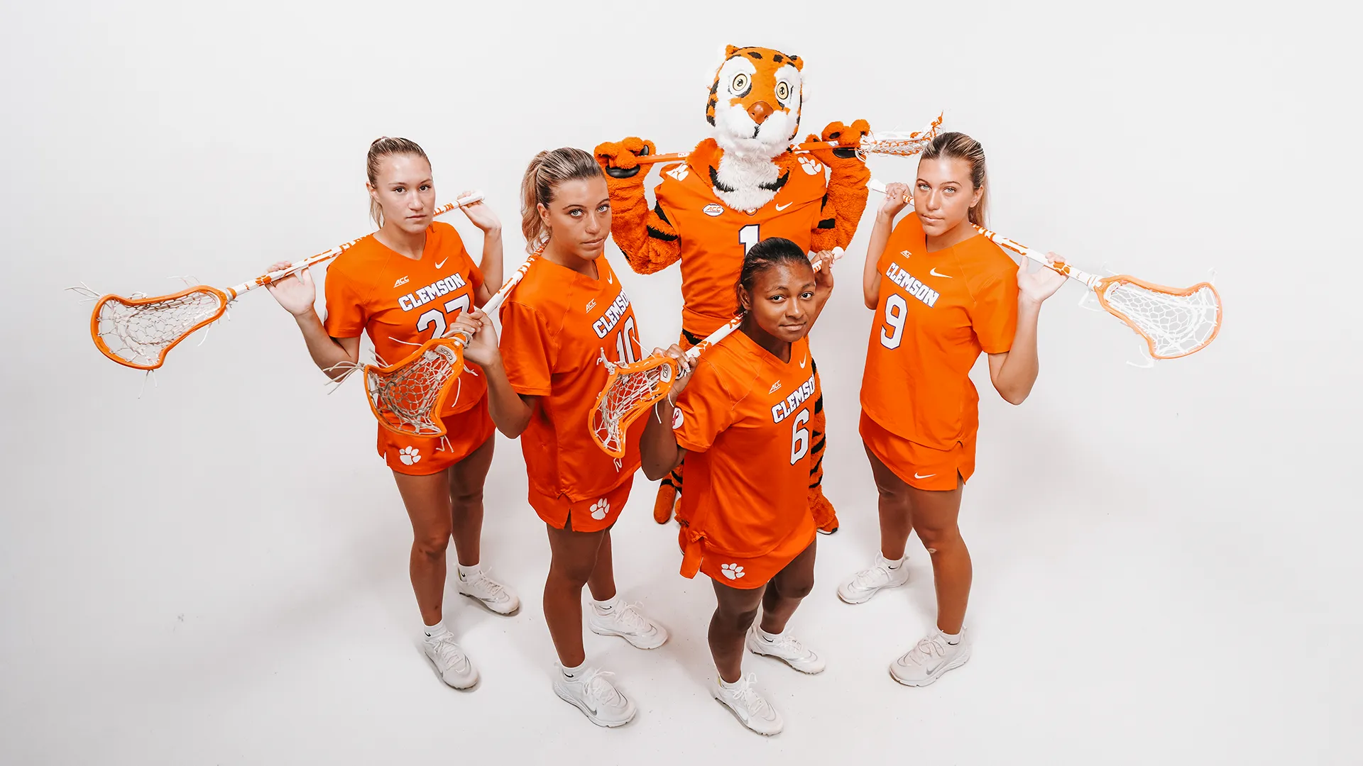 Natalie Shurtleff (27), Regan Byrne (10), Jasmine Stanton (6) and Blair Byrne (9) were part of Clemson's promising freshman class this year