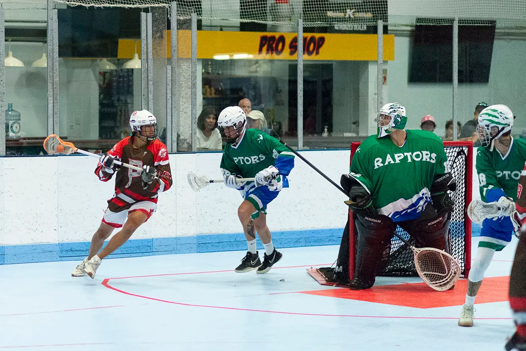 Action shot from 2024 Box Lacrosse League championship game