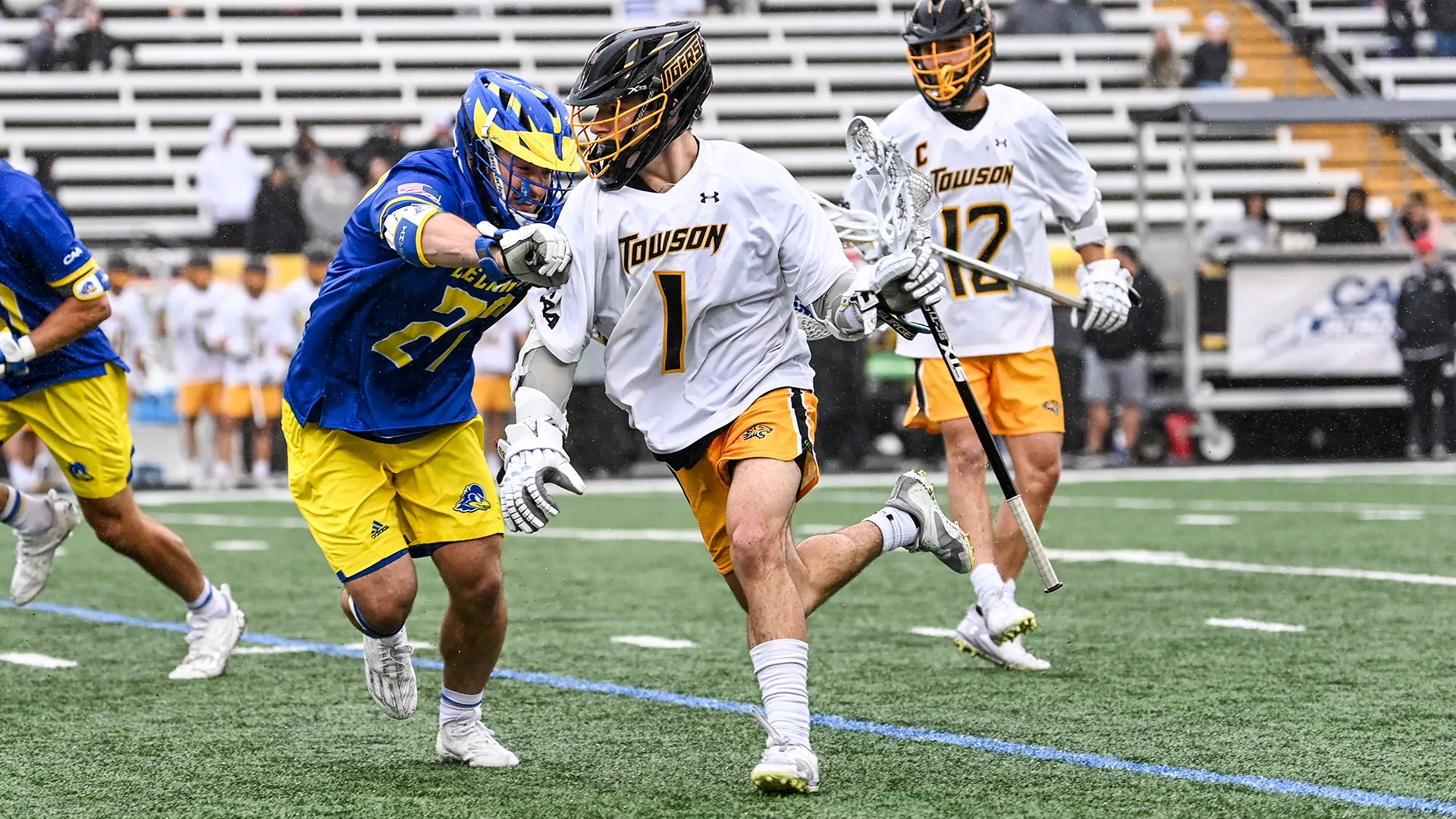 Towson midfielder Mikey Weisshaar in the CAA championship game as a sophomore.