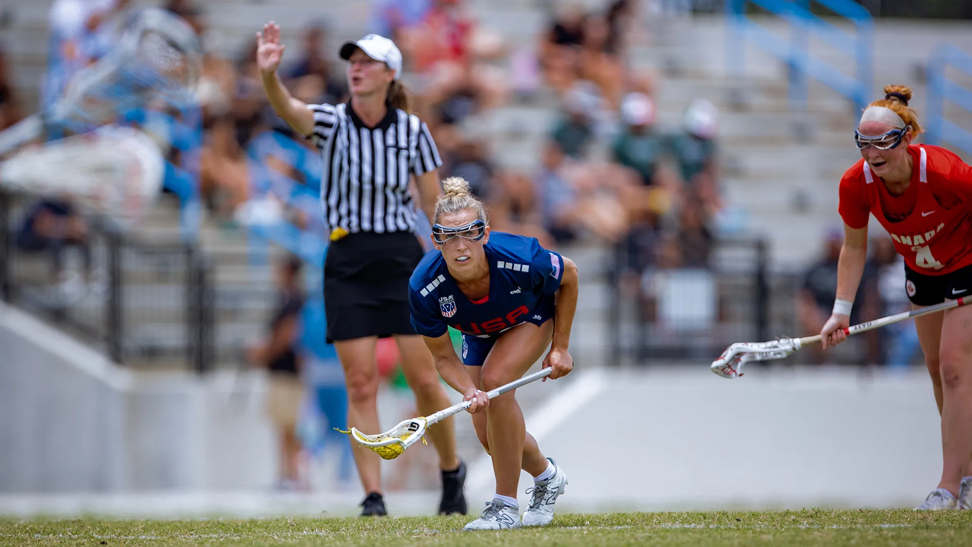 Anna Brandt gets ready for a free position attempt against Canada