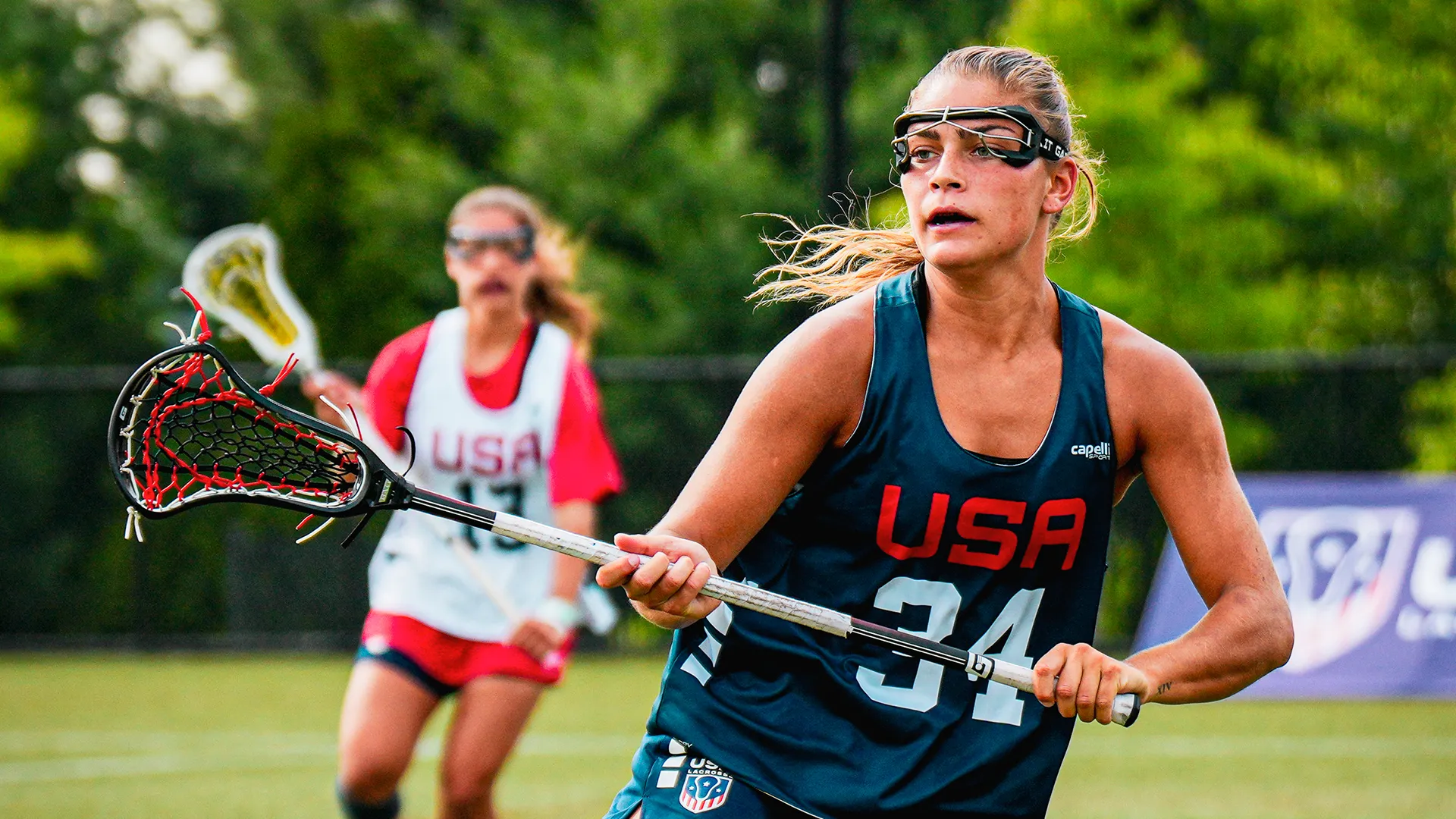 Kori Edmondson plays defense during a USA trying camp.