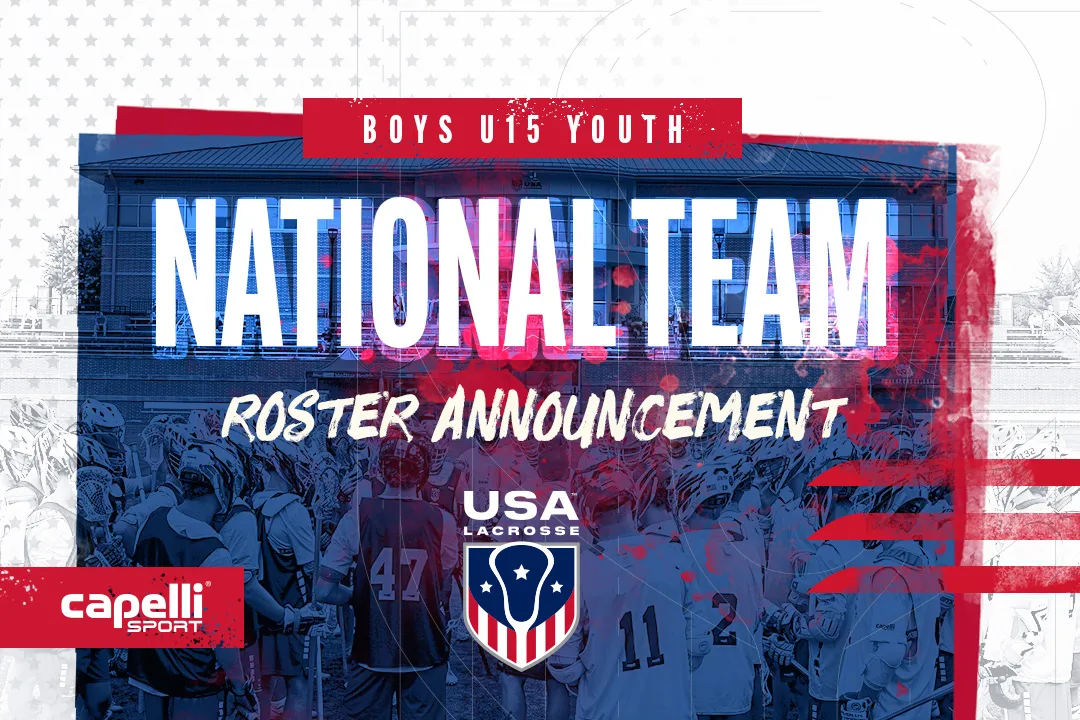 Graphic using story headline to announce USA Lacrosse Boys U15 Youth National Team