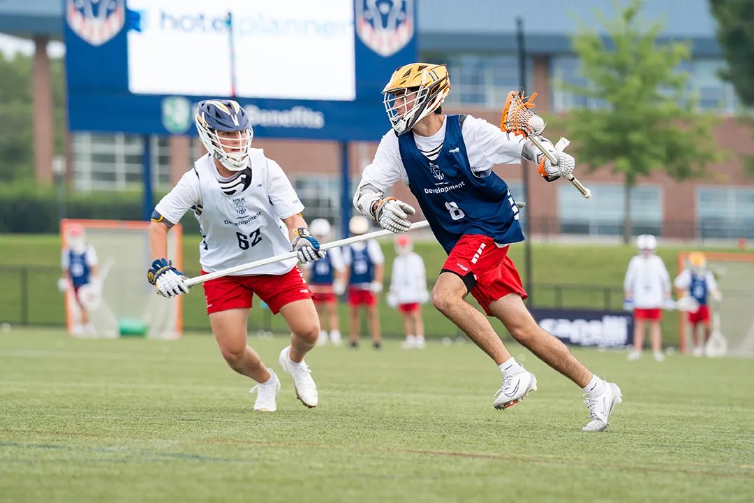 Lacrosse players in scrimmage during the National Team Development Program combine