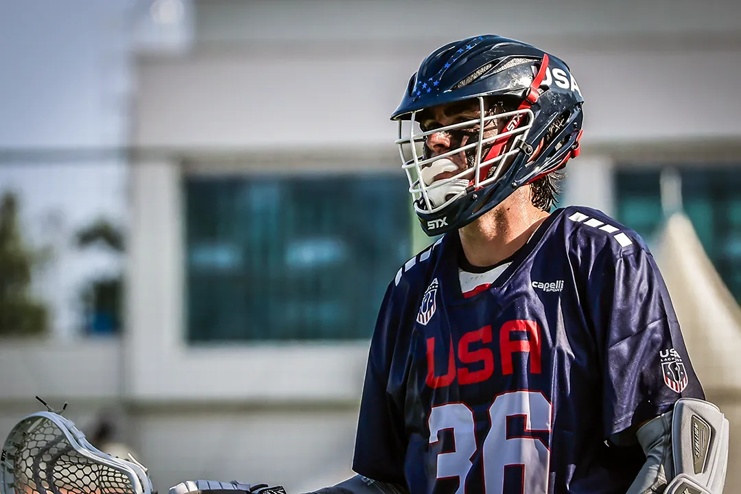 USA U20 attackman Jack Speidell in action against Australia at the World Lacrosse Men's U20 Championship