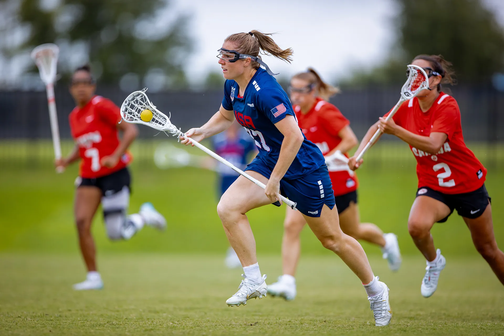 Izzy Scane clears the ball during the 2025 PALA championship game against Canada