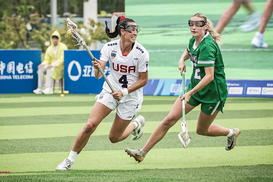 Marie McCool carries the lacrosse ball against Ireland during The World Games 2025