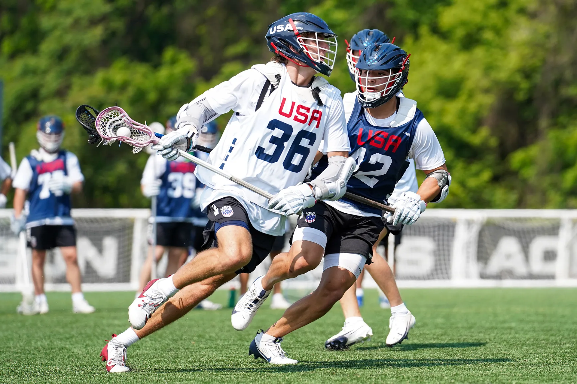 Players compete during the final tryout stage for the 2025 US Men's U20 Lacrosse Team