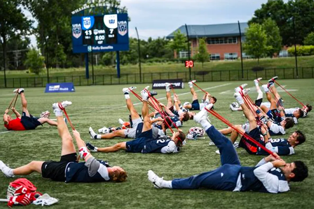 U.S. Men's team executes LaxFit warm up