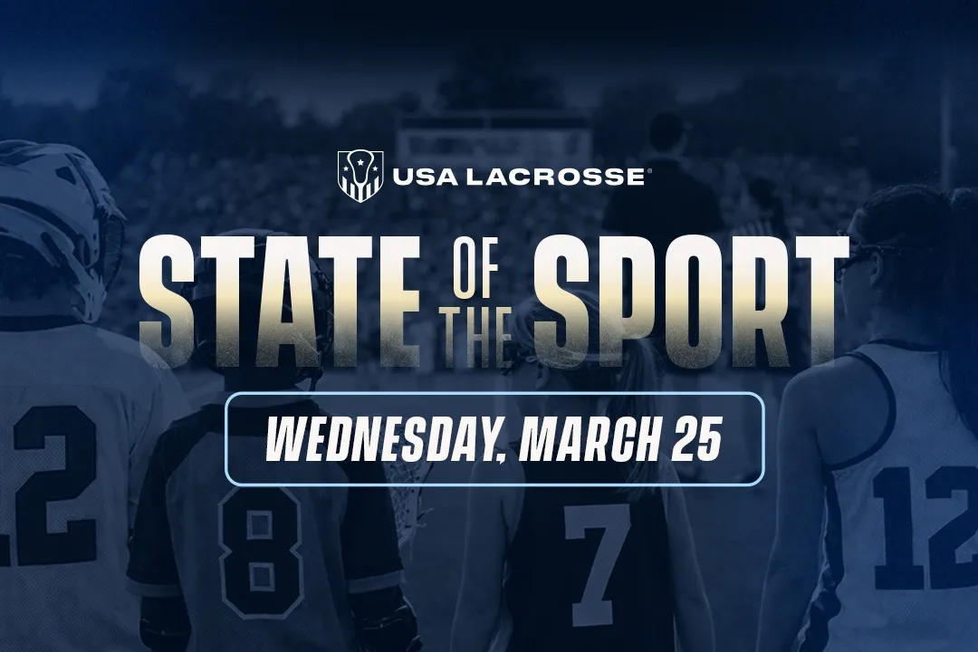 Graphic with USA Lacrosse logo and State of the Sport title slide