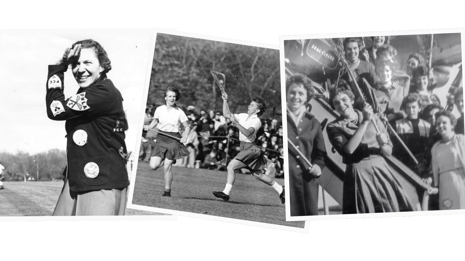 Collage of women's lacrosse images dating from 1931-1971
