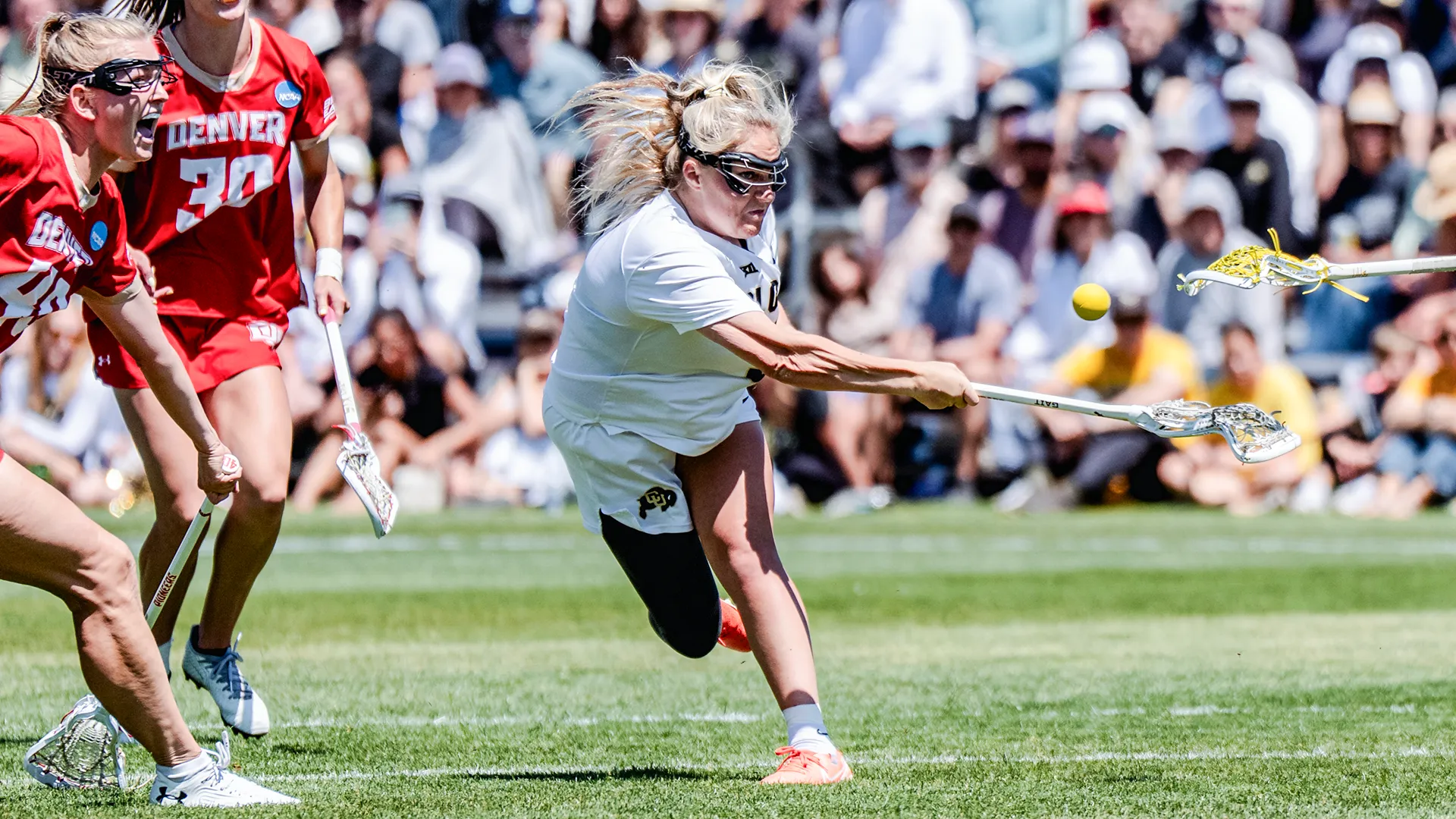 Colorado's Rachel Kennedy shoots a sidewinder during NCAA tournament second-round game vs. Denver in Boulder, Colo.