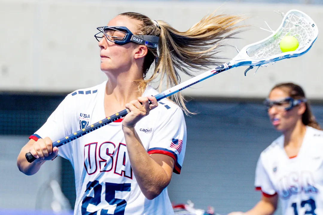 USA's Madison Taylor in action vs. the Haudenosaunee Nationals at the World Lacrosse Women's Championship in Tokyo.