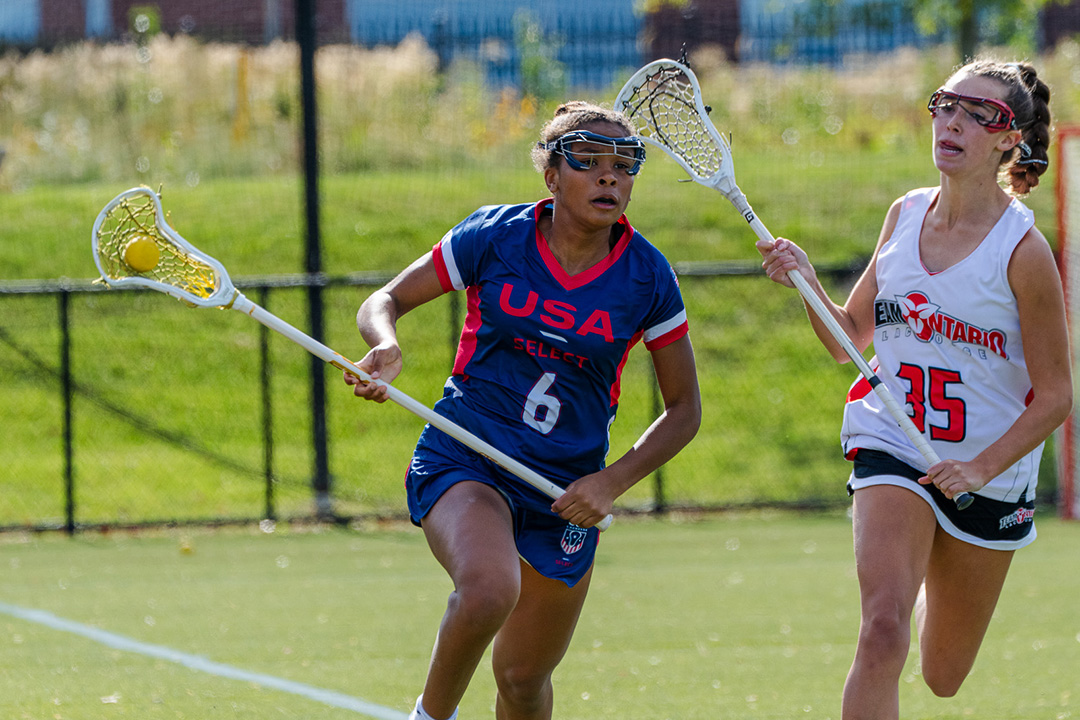 Gabriella Johnson runs upfield with the ball during the 2024 Brogden Cup