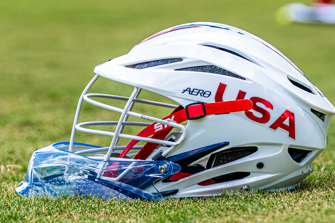 STX Aero helmet on the grass with USA lettering