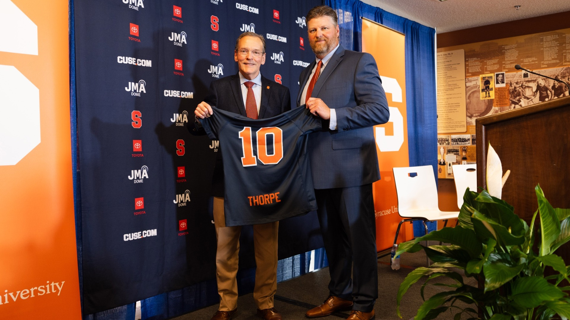 Regy Thorpe with Syracuse AD John Wildhack