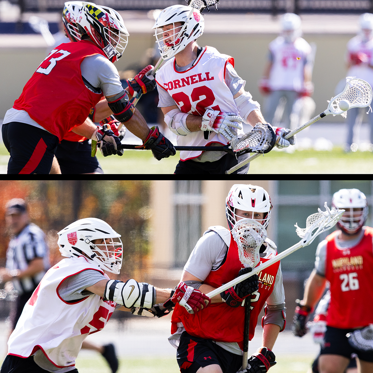 Action photo from Cornell - Maryland men's lacrosse scrimmage