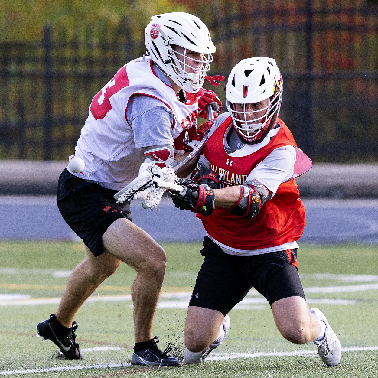 Action photo from Cornell - Maryland men's lacrosse scrimmage