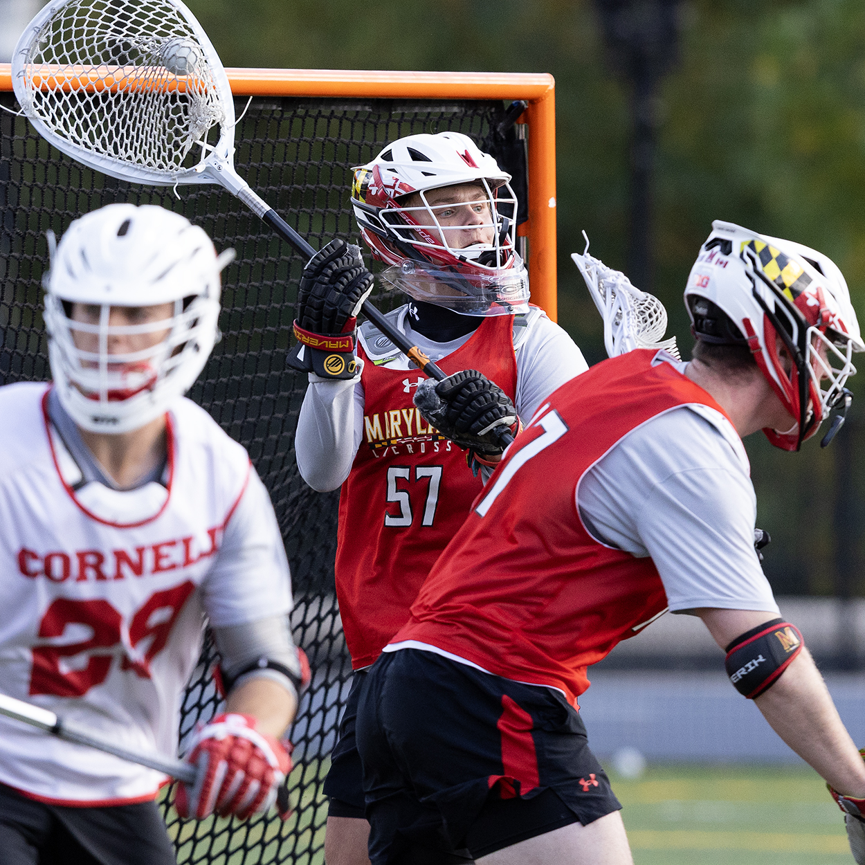 Action photo from Cornell - Maryland men's lacrosse scrimmage