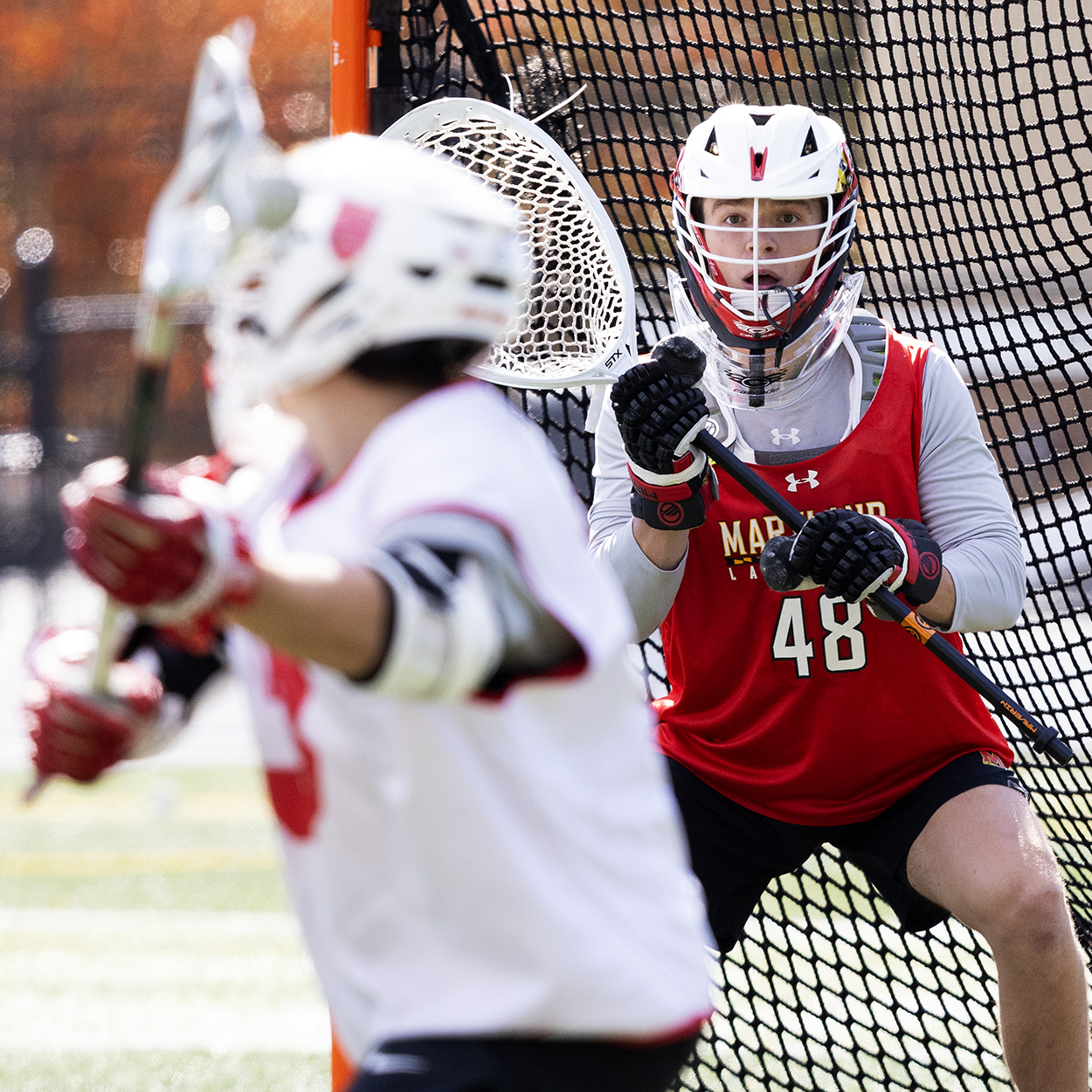 Action photo from Cornell - Maryland men's lacrosse scrimmage