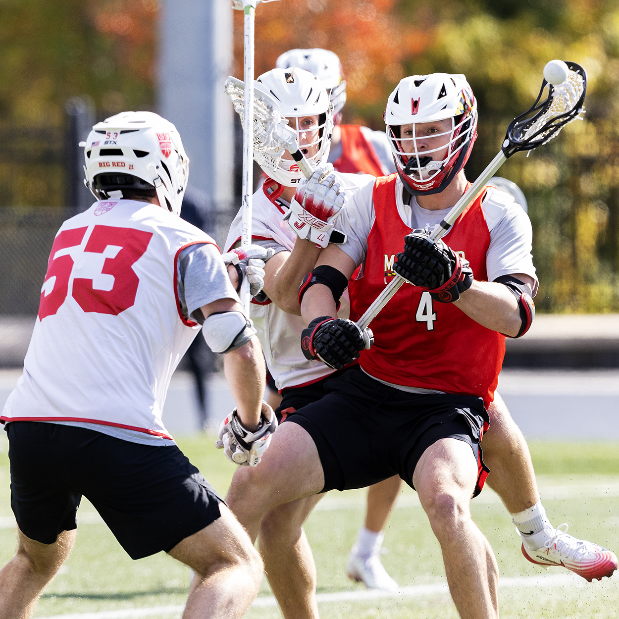 Action photo from Cornell - Maryland men's lacrosse scrimmage