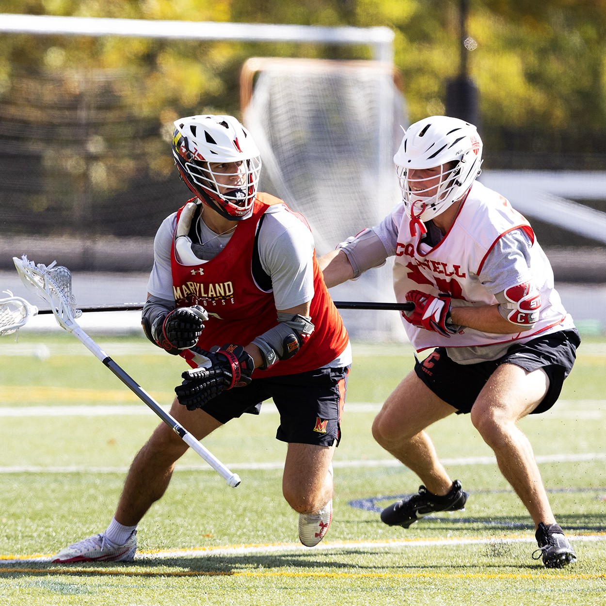 Action photo from Cornell - Maryland men's lacrosse scrimmage