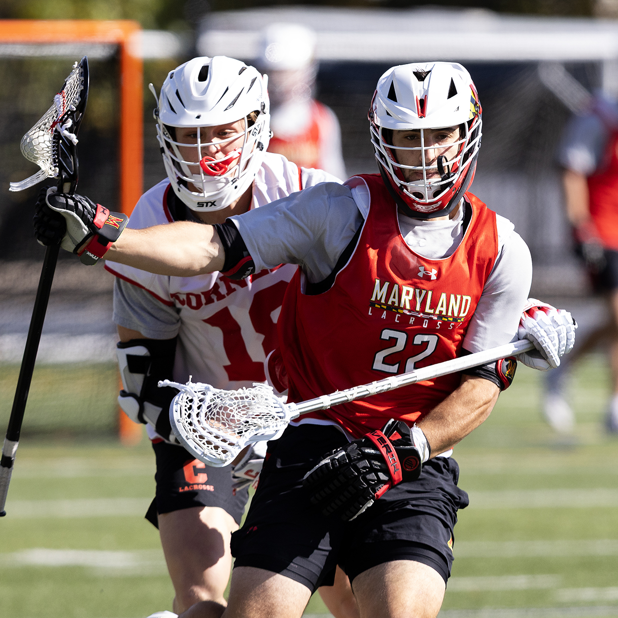 Action photo from Cornell - Maryland men's lacrosse scrimmage