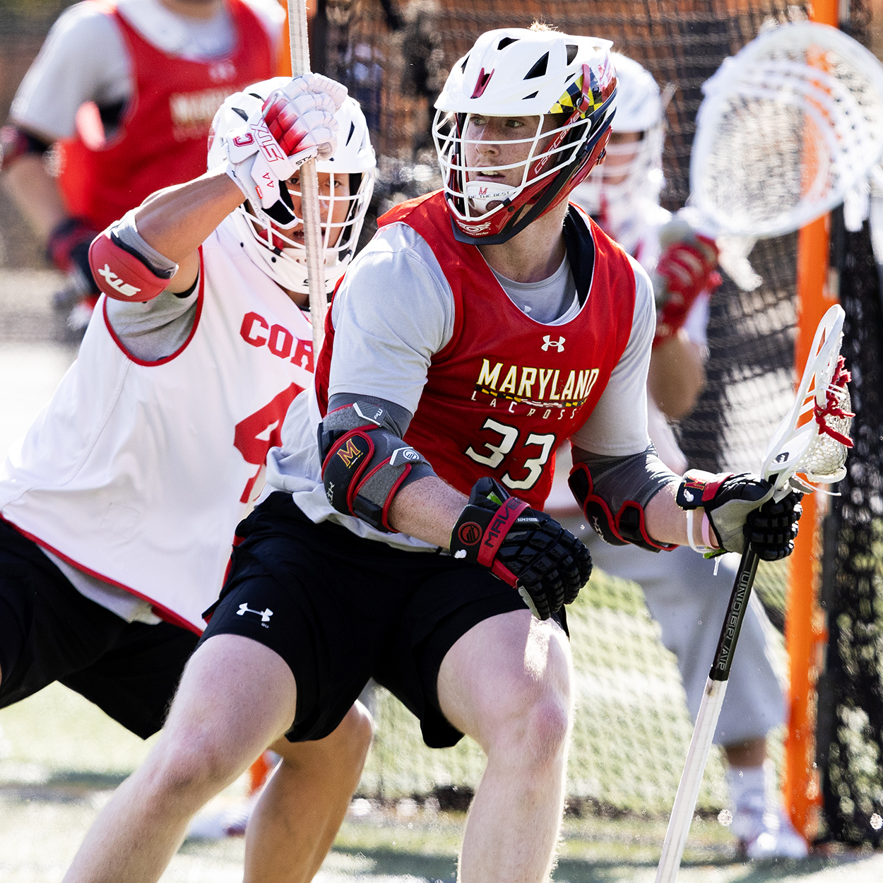 Action photo from Cornell - Maryland men's lacrosse scrimmage