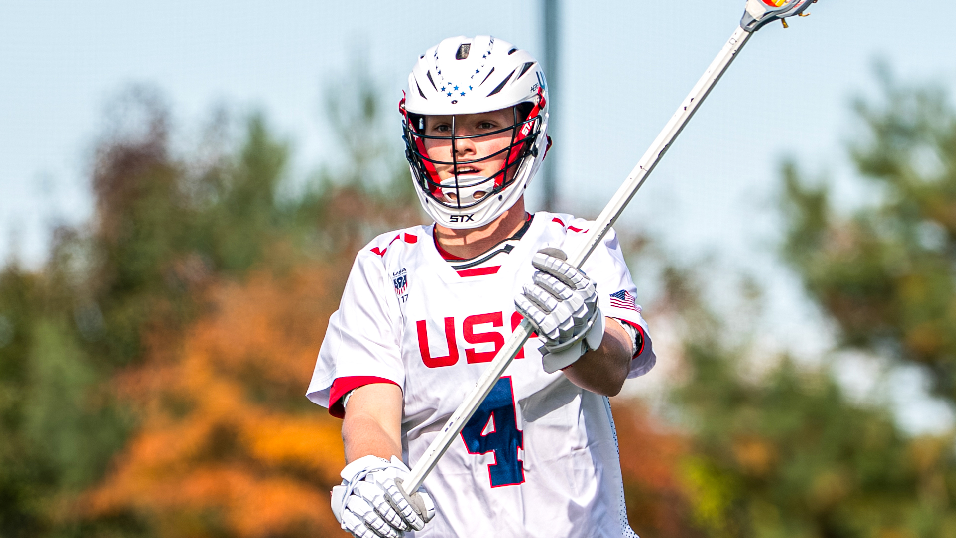 U.S. Youth National Team defenseman Evan March throws a clearing pass during the 2025 Brogden Cup