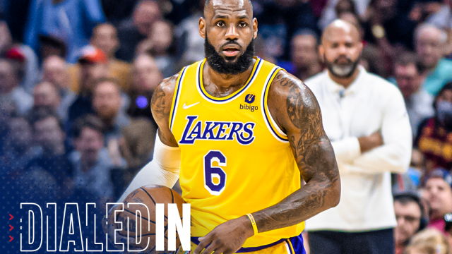 LeBron James in an NBA game.