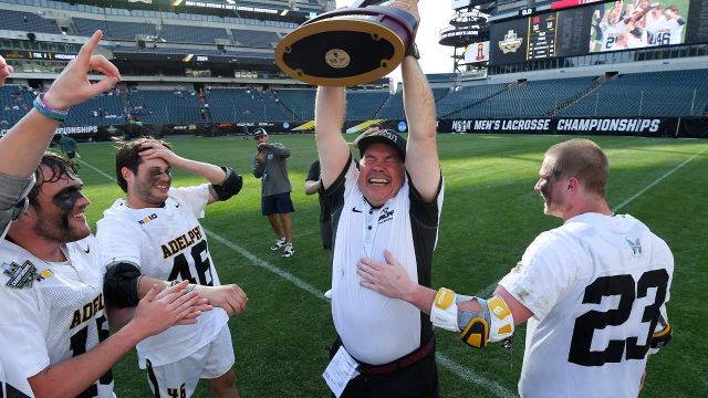 Head coach Gordon Purdie led Adelphi to its first national championship since 2001.