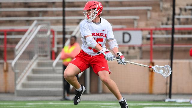 Cornell's C.J. Kirst prepares to unleash a shot against Princeton.