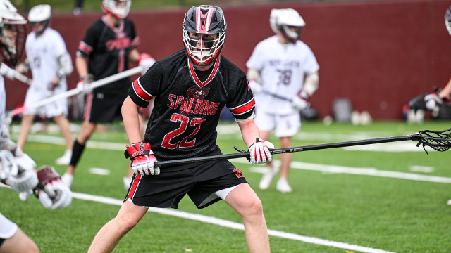 Defenseman Dylan Newell of Archbishop Spalding (Md.) in an MIAA lacrosse game at Boys' Latin (Md.)