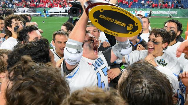 Tufts men's lacrosse title celebration