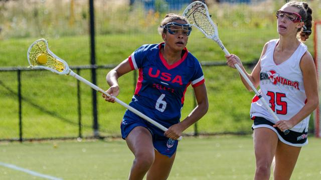 Gabriella Johnson runs upfield with the ball during the 2024 Brogden Cup