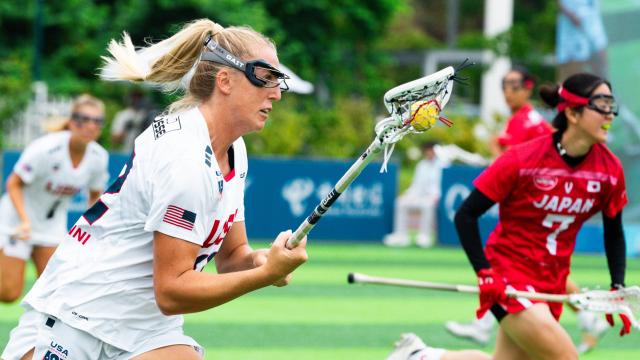 Ally Mastroianni races up the field against Japan in the World Games semifinals