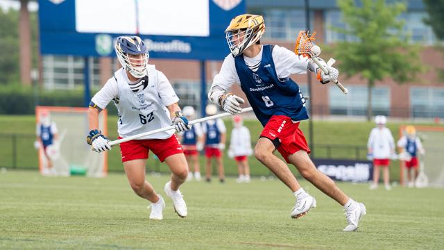 Lacrosse players in scrimmage during the National Team Development Program combine