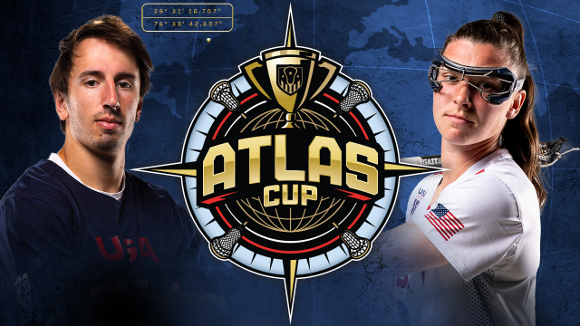 Graphic featuring photos of U.S. National Team athletes Connor Shellenberger and Charlotte North with Atlas Cup logo