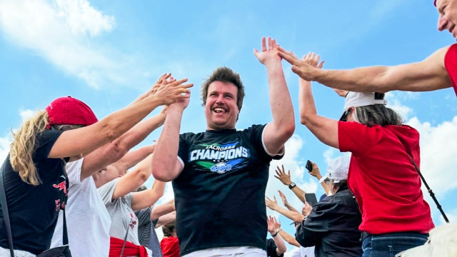 Baden Boyenko celebrating after Lewis' RMLC championship victory in 2024