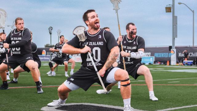 New Zealand men's lacrosse performs a haka