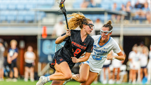 College women's lacrosse game action from Princeton at North Carolina
