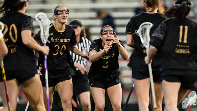 Northwestern celebrates a goal against Maryland