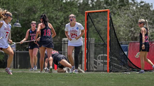 Florida Southern player celebrates a goal during their victory over Tampa