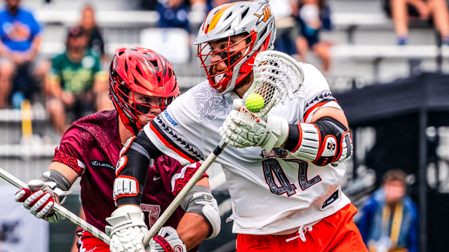 Denver Outlaws attackman Brennan O'Neill in action against the Carolina Chaos