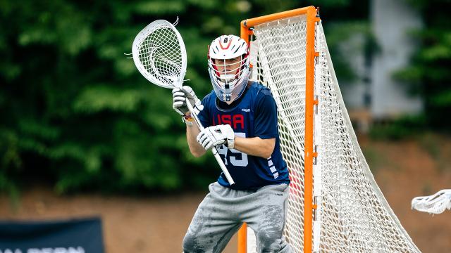 Colin Kirst guards the goal during a USA training camp in Charlotte, N.C.