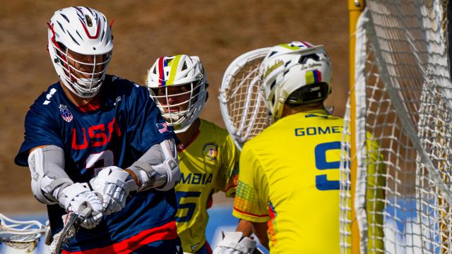 Jackson Eicher shoots during the USA's game against Colombia