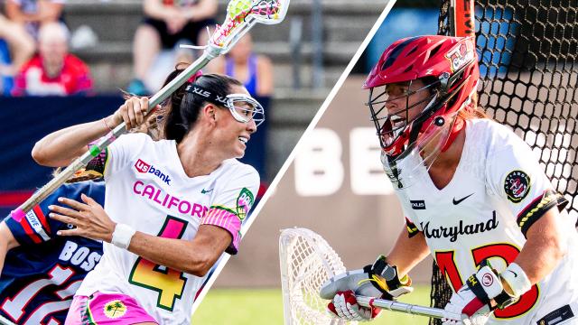 California Palms midfielder Marie McCool and Maryland Charm goalie Caylee Waters in a split graphic