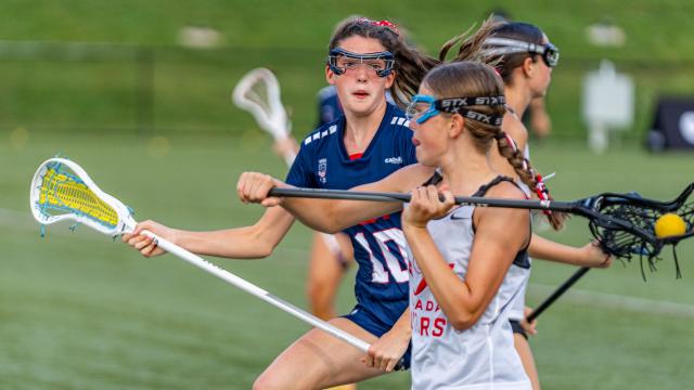 U.S. Girls' U15 National Team athlete Riley Driscoll defends against Team Canada at the 2025 Rivalry Challenge