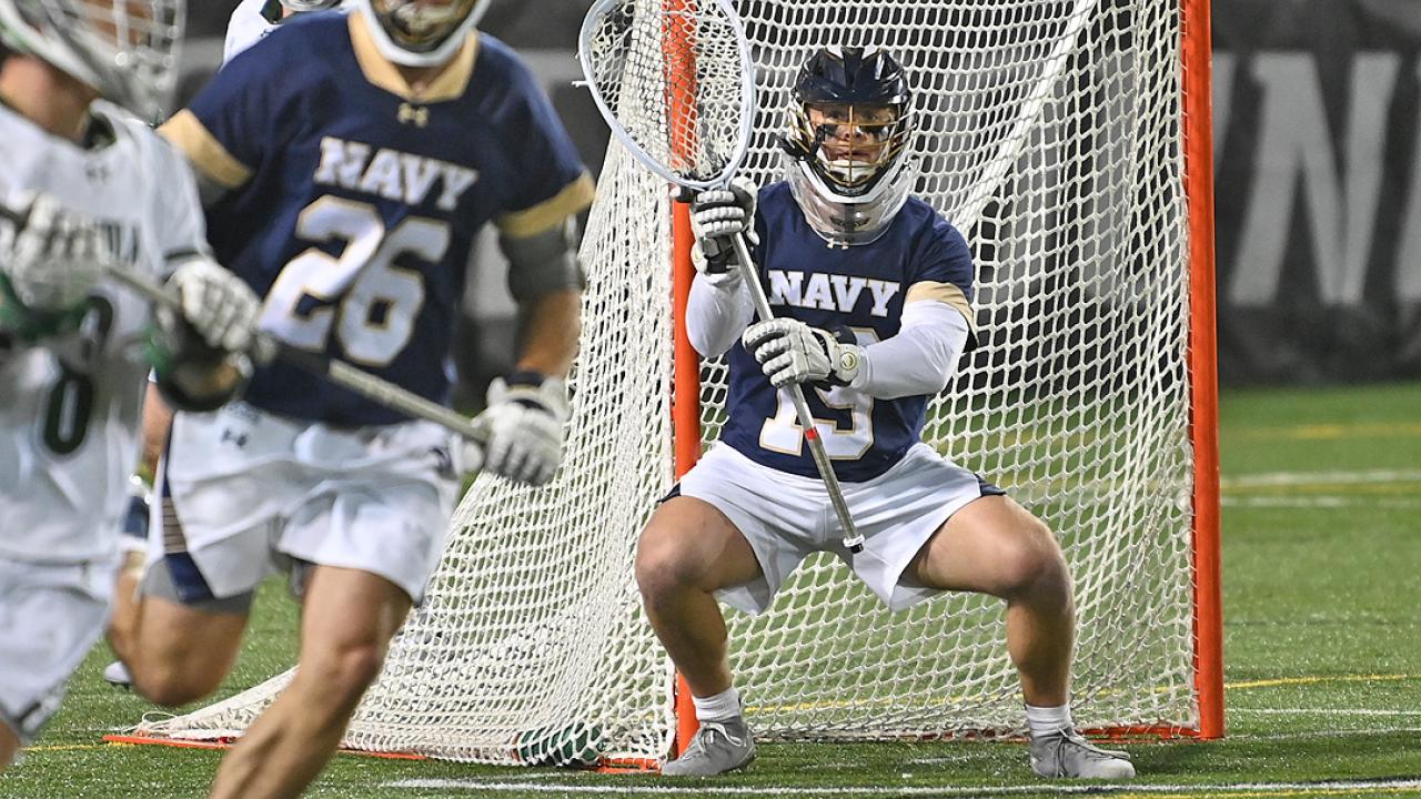 Pat Ryan made 23 saves, the most for any Navy goalie since 1999.