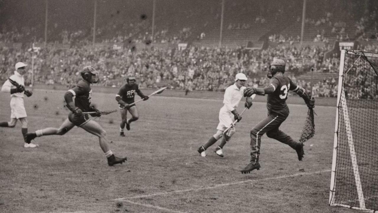 The RPI lacrosse team represented the U.S. in an Olympic demonstration of lacrosse at Wembley Stadium in London. The game finished in a 5-5 tie after Alan Myers scored with 55 seconds remaining.