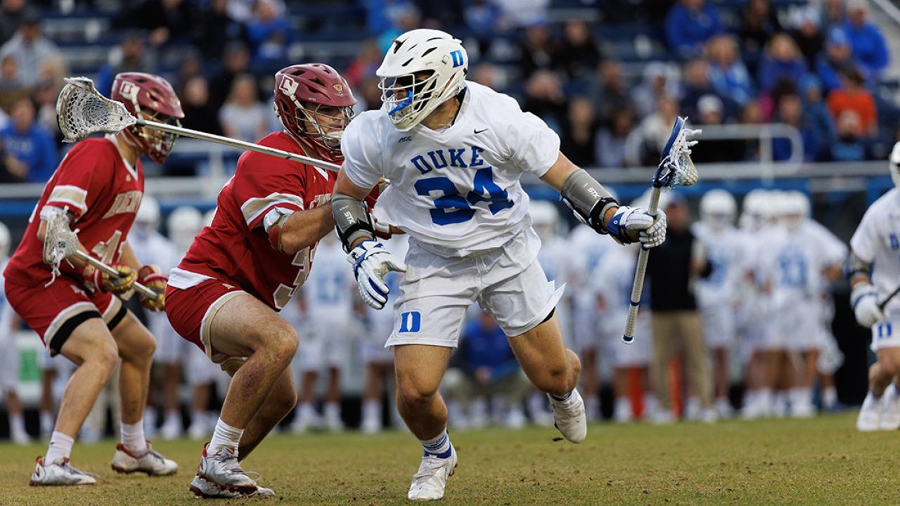 Duke's Brennan O'Neill scored the game-tying and game-winning goals as the Blue Devils came back to edge Denver on Friday afternoon in Durham, N.C.